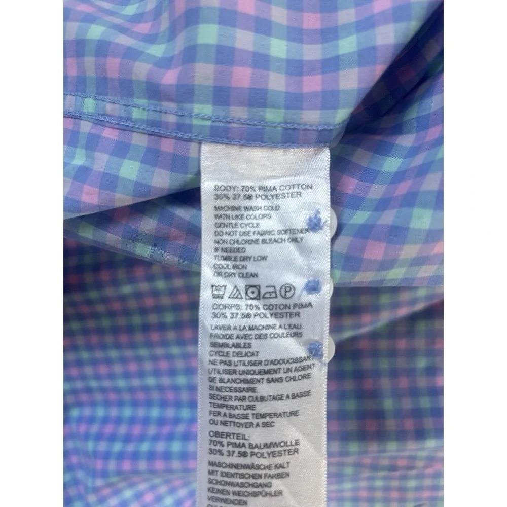 Tommy Bahama Island Zone Shirt Mens Medium Check Flip Cuff Contrast Trim L/S Med
